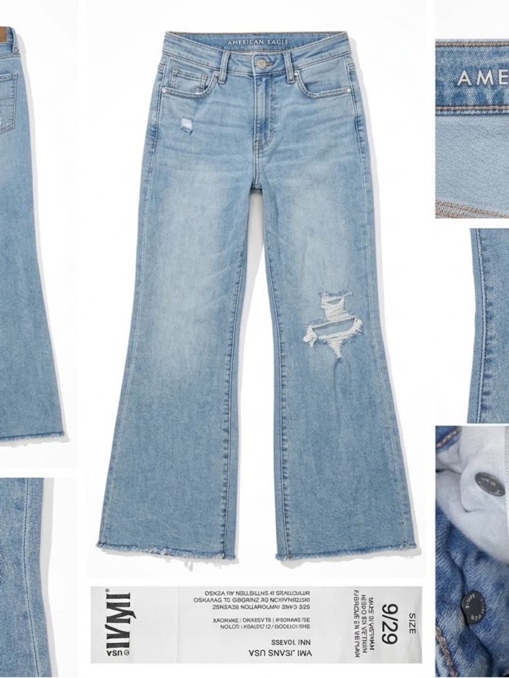 American Eagle Outfitters Light Wash Distressed Flare Jeans
